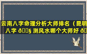 云南八字命理分析大师排名（昆明八字 🐧 测风水哪个大师好 🐡 ）